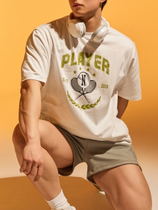 플레이어 코튼 세미 오버핏 티셔츠